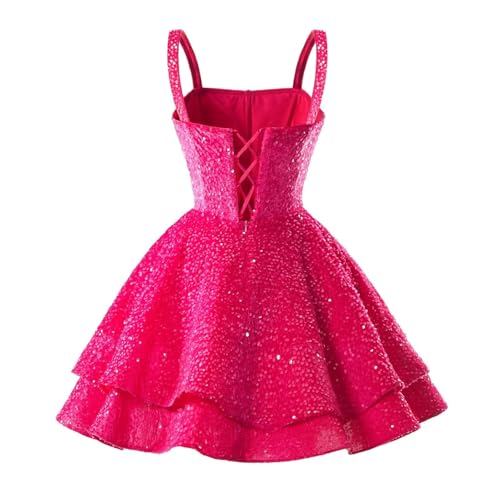 Square Neck Homecoming Dresses Short 2025 A-line Layered Sparkly Sequin Sweet 16 Cocktail Dress for Women with Straps2