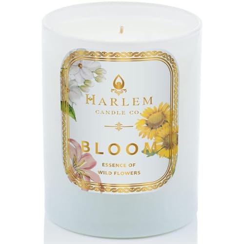 HARLEM CANDLE CO. - Bloom - Luxury Scented Soy Candle, 11 oz - 80-Hour Burn Time | Freesia, Orange Flower, Waterlily, White Rose, Jasmine Violet Leaf | Scented Candles for Home