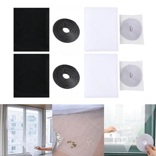 YOGOTEU Window Screen,2pcs DIY Self-Adhesive Window Screen Indoor Insect Fly Curtain Bug Netting Cover Door Anti Fly Window Mesh Net - Thumbnail 2