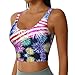 Patriotic 4th of July American Flag Print Lightweight Trendy Women Sports Vest Yoga Workout Running Vests All Seasons