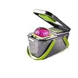 22-in-1 Vegetable Chopper with Stainless Steel Blades - Adjustable Slicer and Cutter with Drain Rack and Storage Container for Kitchen Use