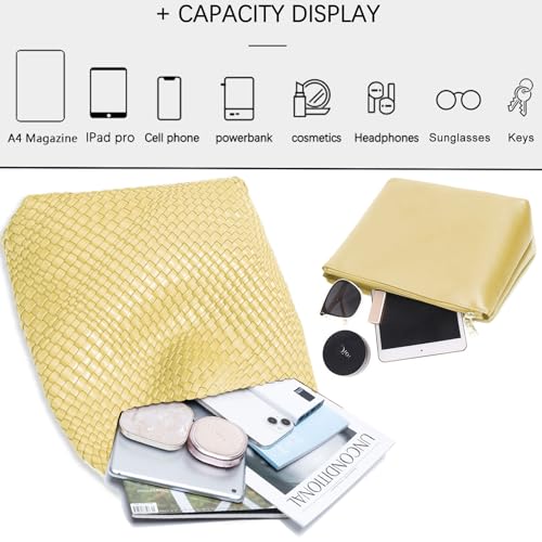 Image of JINMANXUE Woven Tote Bag for Women, Fashion Hobo Handbag, Travel Top-handle Shoulder Bag, Beach Underarm Bag with Purse