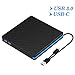 Kingbox External DVD Drive, Portable USB 3.0 Type-C CD/DVD Rewriter Burner Drive for Laptop Desktop PC Computer Windows Linux OS Apple Mac MacBook Pro Air iMac - High Speed Data Transfer - Black