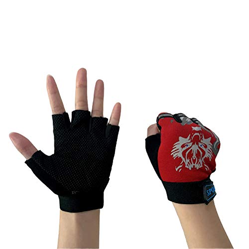 Luvas infantis para ciclismo, meia dedo, respiráveis, antiderrapantes, para equitação, esportes ao a