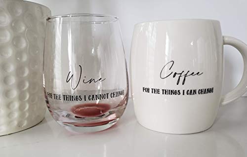 Coffee Mug Wine Gift Set, White Cup And Stemless Wine Glass Set For Coworkers Best Friend Teacher Doctor Nurse Dentist Women Men Graduation Wedding Birthday Present Secret Santa Holiday (Change) #TOP7