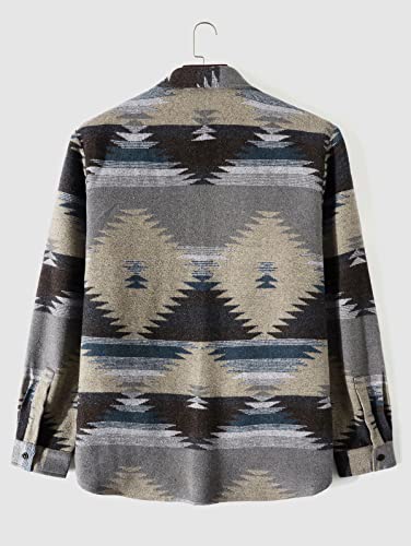 Image of ZAFUL Unisex Plaid Flannel Shirt Jacket Button Down Long Sleeve Pocket Coat Outwear | Mens Fall Clothes Lightweight Long Sleeve Button Down Flap Pocket Jacket Tops for Fall&Winter 2026