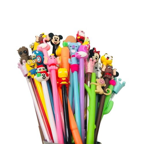 Kit 30 Canetas Fofas Escolar Escritório Diversas Professores Caneta Bichinho Personagens Volta as Au