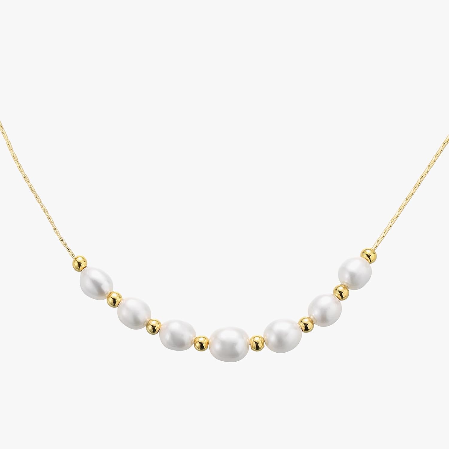 Pearl Necklace for Women Dainty Smiling Pearl Necklace, Christmas Gifts for Women | 5-6mm Freshwater Pearl Bar on 16+2" Adjustable Chain | Minimalist Holiday Jewelry Gift for Her, Wife, Girlfriend ﻿ - Image 5