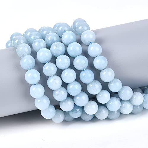 Image of 51pcs Natural Beads Round Aquamarine Gemstone Beads Loose Beads 8 MM || Gemstone Agate for Reiki Meditation Yoga Spiritual || Feng Shui || बैरूज