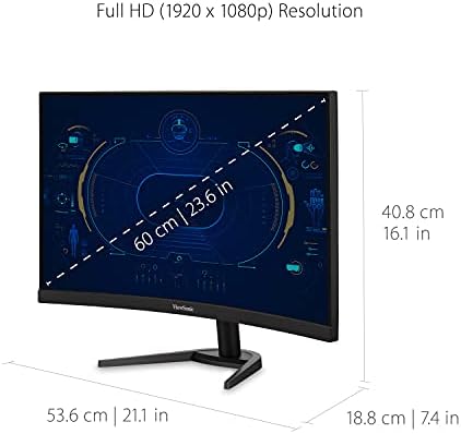 ViewSonic VX2468-PC-MHD 24-inch 1080p HD Curved Gaming Monitor, 165Hz, 1ms, AMD FreeSync Premium, Dual Integrated Speakers, 2x HDMI, DisplayPort