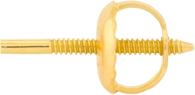 Adora Fine Jewelry Single 14K Solid Yellow Gold Earring Back Replacements | Threaded Screw On Screw Off | Quality Die Struck | Post Size .036" Pad Size 5.4 mm | 1 Back
