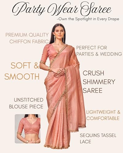 Image of Womanista Chiffon party saree for Women | fancy saree for women