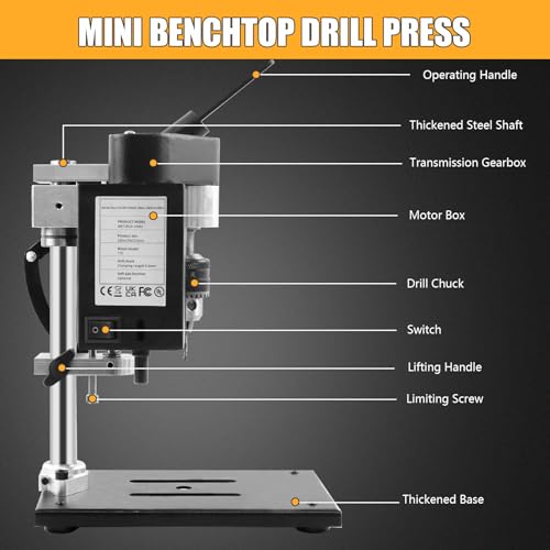 200W Portable Mini Drill Press, 8500RPM Benchtop Drill Press, 7-Speed Adjustable, Equipped with Flexible Shaft, Used for Grinding, Polishing, Cutting - Thumbnail 2
