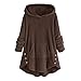 Xmiral Giacca da Donna in Pile Peluche Collo Alto Fondo Pile Asimmetrico Asimmetrico Bottone Hem (M,1- caffè)