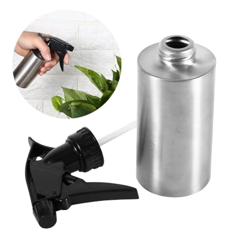 Sprühflasche Pflanzen, Sprühflasche aus Edelstahl Sprühflasche leer Blumensprüher Wassersprühflasche Handpress Zerstäuber für Wasser, Essig, Sojasauce(550 ml)