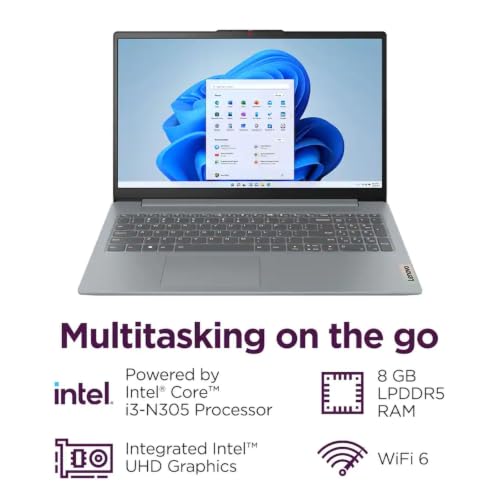 Image of Lenovo 15.6 inch IdeaPad Laptop, Intel i3 Processor, 8GB /128GB, Windows 11