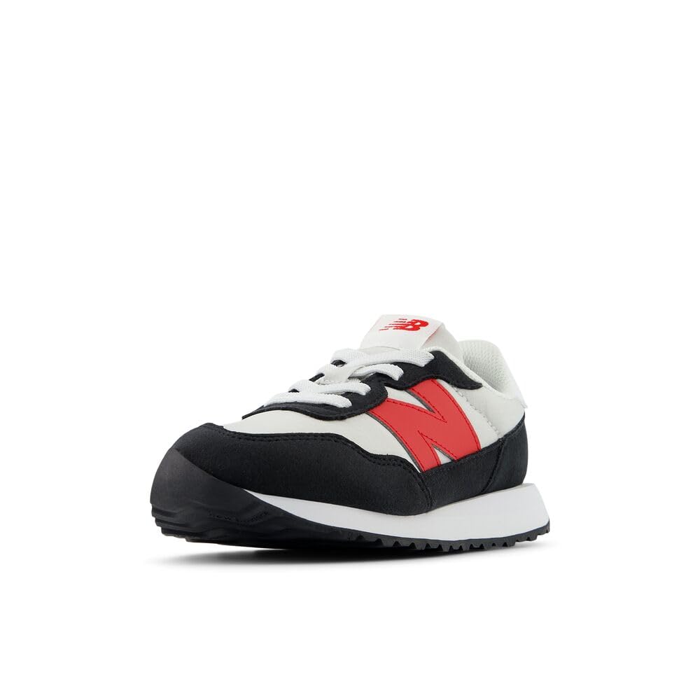 New Balance Baby 237 V1 Bungee Sneaker, Grey Matter/True Red, 4 Wide US Unisex Infant