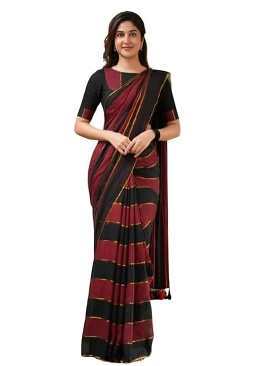 Cotton Saree for Women Red & Black | Printed Linen Cotton Saree with Latkan Work | Soft Lightweight Fabric | Unstitched Blouse Piece-picture-32