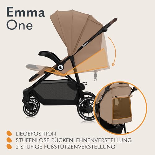 LIONELO EMMA ONE Buggy bis zu 22 kg von 6 m bis 4 Jahre Schwenkbare 360 Räder° Vollfederung Einhändig klappbar Verstellbare Rückenlehne und Fußstütze XXL-Verdeck UPF50+