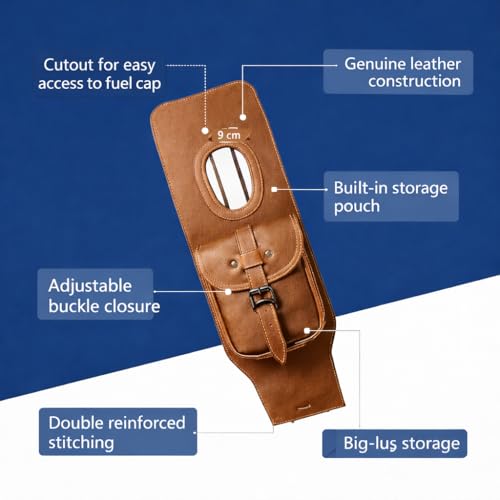 Image of Bike Petrol Tank Cover Brown PU Rexine Water Proof Pocket Cover for RE Classic All Model's 1