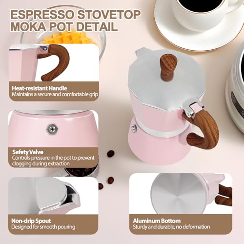 Image of Aluminum 9 Cup 450ml Moka Pot Express Coffee Maker Stovetop Espresso Colorful Coffeemaker Italian Classic Style Brewing Greca Cafe Mocha Machine for Cafeteras Lover Camping Travel and Home Use 15oz