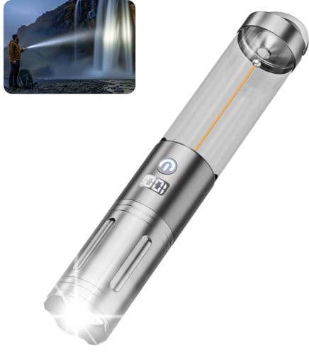 LeKaufen Taschenlampe LED Aufladbar mit Campinglampe, Taschenlampe Extrem Hell 6000 Lumen, Led Lampe Camping, Zoombar, 6 Lichtmodi, Wasserdichte Klein...