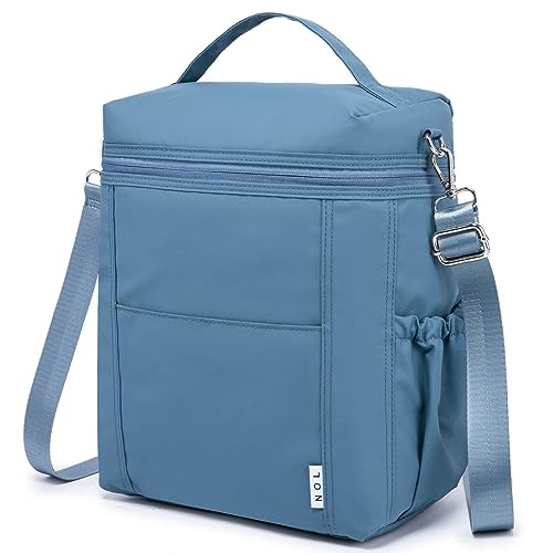 Image of NOL Natural Organic Lifestyle Insulated Lunch Bags for Women Cooler Bag Lightweight Nylon Waterproof Lunch Box For Work (Dusty blue, Large)