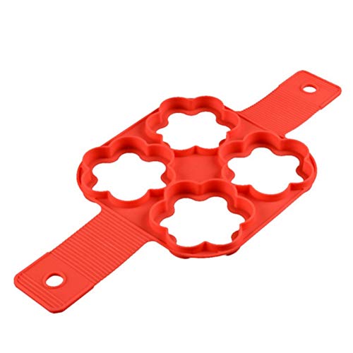 Moulle À Pancake Omelette Silicone Maker - 4Cercles Moule À Gâteau en Silicone Moulle À Cake Réutilisable Antiadhésif en Forme De Coeur/en Forme De Fleur/Rond/Carré Cover