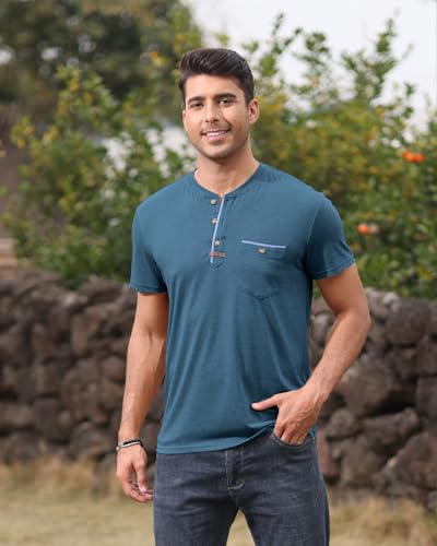 Mens Henley Shirts Short Sleeve Button T-Shirts Summer Athletic Lightweight Tee Shirts with Pocket3