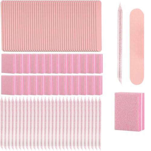 100 Set Press On Nail Tool Kit Including 100pcs Mini Nail Buffer 100pcs Nail File 100pcs Nail Stick 100pcs OPP Bag Disposable Manicure Kit for Nail Salon Home