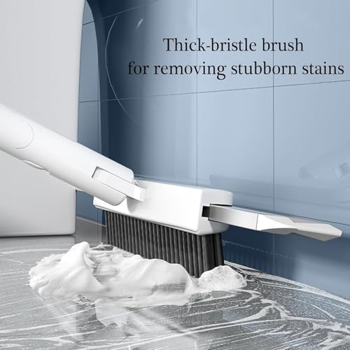 Image of Multifunction || Silicone Floor Squeegee with Long Handle || 180 Degree Rotatable Wiper || Detachable Indoor Scraping || Magic Wiper Brush Pet Hair || 2 in 1 Mini-Brush (White)
