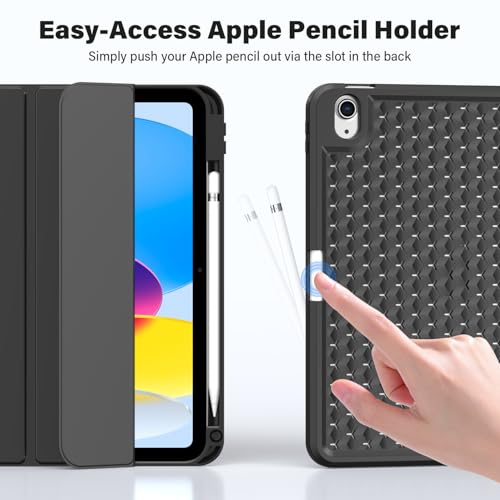 Image of ProElite Smart Flip Case Cover for Apple iPad (A16) 11th /10th Generation (2025 /2022) [with Pencil Holder] [Honey Comb Series] - Black