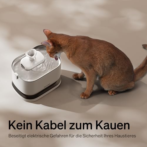 PETLIBRO Katzenbrunnen Kabellos mit Bewegungsmelder Dockstream Trinkbrunnen für Katze Kabellos, Batteriebetrieben Katzen Trinkbrunnen mit Akku 5000mAh, 23dB Ultraleise, Einfache Reinigung, BPA-frei