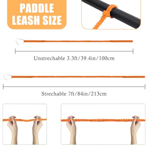 NVAAV 1/2/4 Pack Kayak Paddle Board Tether Leash Stretchable Strap Lanyard Rope, 3.3-7 Feet with Carabiner for SUP Kayaking Boating Canoeing Fishing Pole Rod or Other Gear