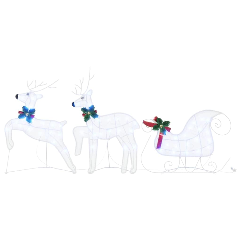 Renos LED con funda de tela, 3 piezas, blanco frío, 43 x 18 x 66 cm, funciona con USB, para decoración navideña en interiores y exteriores protegidos, decoración de árbol de Navidad