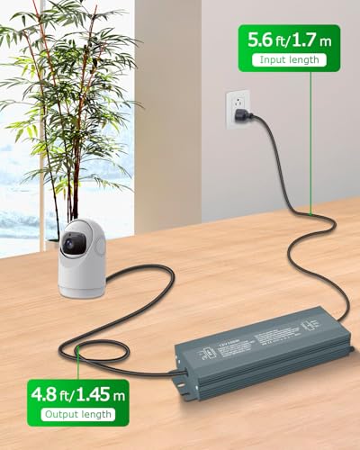Image of 100W 110-240V to 12V 8.3A LED Driver - Extra Long 10.8FT 110V to 12V Converter with Plug - Constant Voltage Output - Waterproof for LED Light String