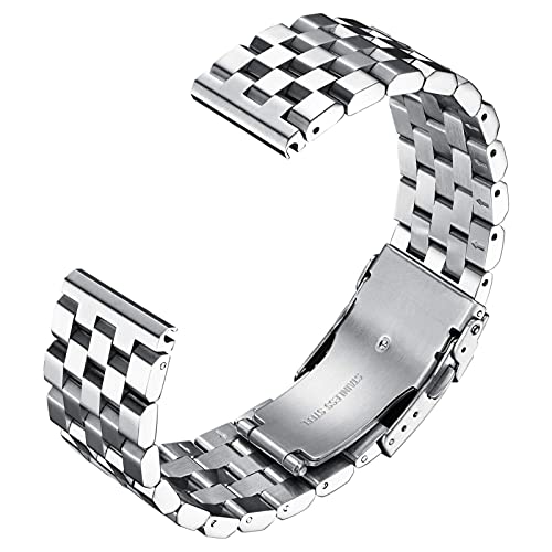 Addiesdive Steel Watch Band For Automatic Watches, 5 Rows Stainless Steel Metal Replacement Strap, Compatible With Most Watches 22Mm #TOP1