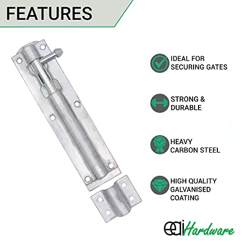 EAI Heavy Duty Tower Bolt, Galvanised, 6 Inch - Image 2