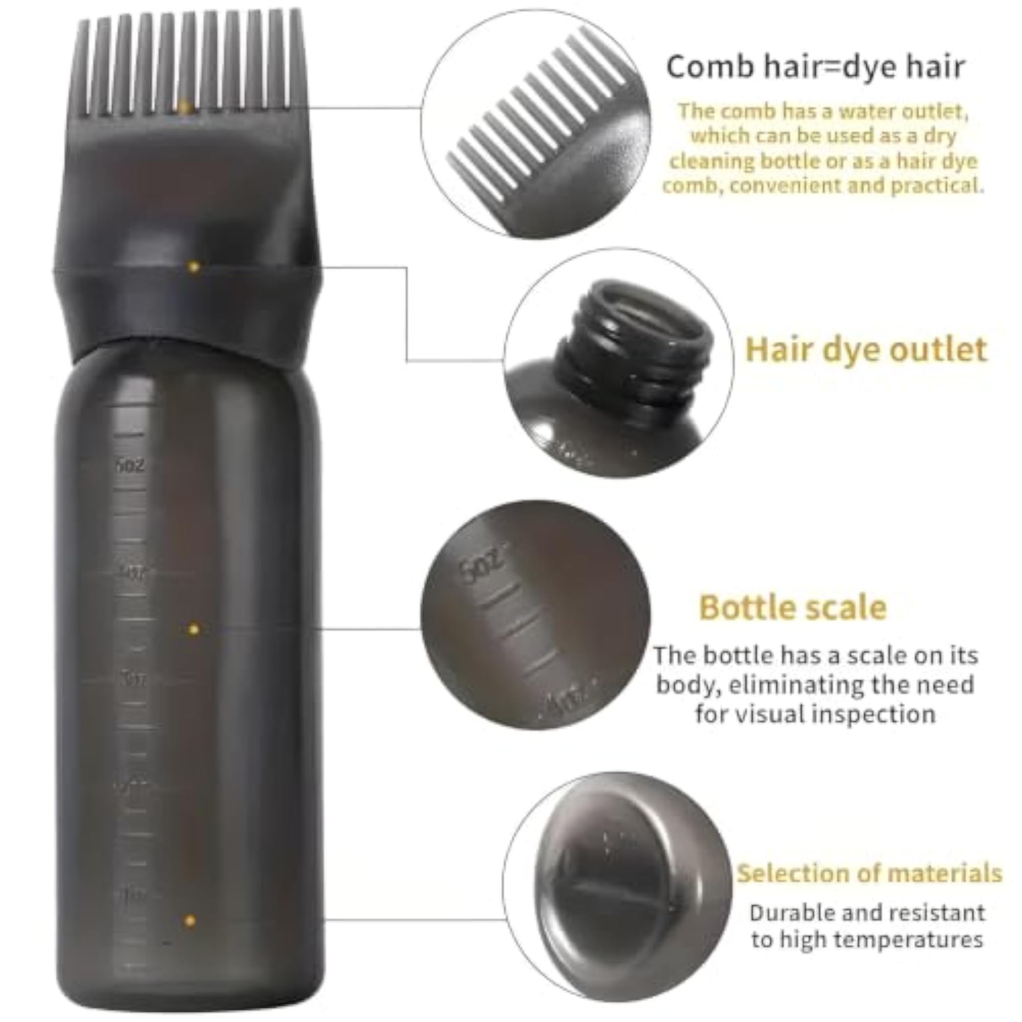 Hair Oil Applicator Bottle with Comb for Scalp Care