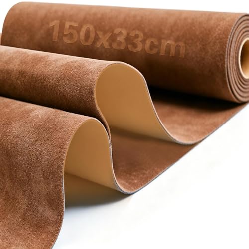 Ezitruz Weiches Wildleder Kunstleder 150x33 cm Kunstleder Wildlederimitat Braun Meterware für DIY-Projekte Nähen Basteln Geldbörsen Handtaschen Ohrringen Schlüsselanhängern Polsterung
