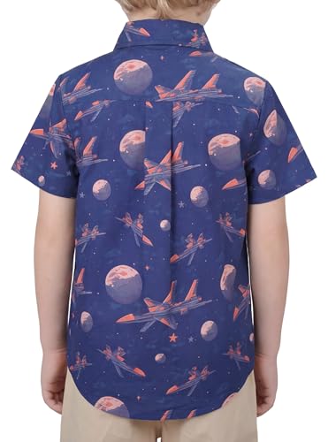Image of Boys Hawaiian Button Down Shirt, Pure Combed Cotton Short Sleeve Size 3-15Y | Pure Combed Cotton, Smooth 60s yarn, Tagless Label, Pilling-Resistant, Shrink-Resistant, Fade-Resistant, Machine Washable