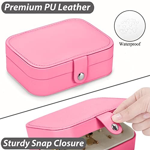 Josnown Jewellery Box Organiser - Small Travel Size, Soft Velvet Lining, Multi-compartment Jewelry Storage Case for Rings Earrings Necklace Bracelets, Jewelry Gift Box Girls Women, Red