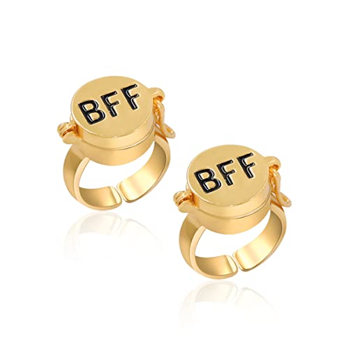 COLORFUL BLING Adjustable Couple Opening BFF Ring for 2/3 Best Friends Forever Gold Anime Matching...