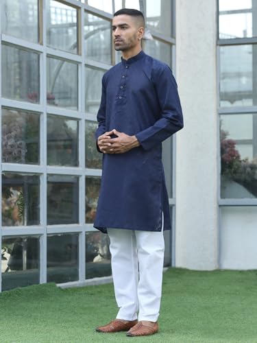 Image of KRAFT INDIA Men's Cotton Kurta Pyjama Set | Woven Design Traditional Ethnic Wear | Festive, Wedding & Casual Outfit | Comfortable & Breathable Fabric