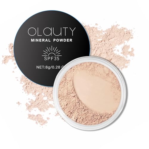 Ultra Cover Powder Foundation, Mineral Powder Foundation SPF 35, Lightweight Loose Powder, Sheer Coverage, Oil Control, Natural Glow Base Makeup (01 Fair Light)