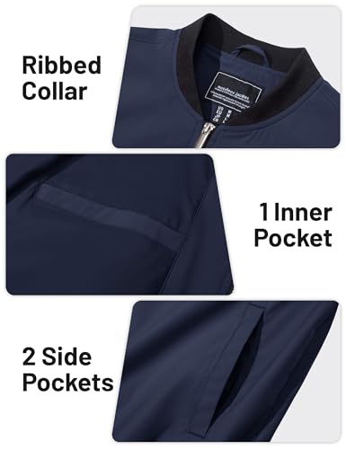Image of TACVASEN Men's Lightweight Jacket Spring Bomber Fall Windbreaker Casual Stylish Coats with Pockets