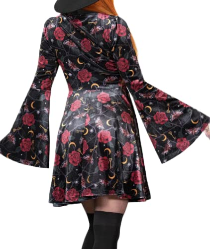 Killstar Fabulina Dress Gothic Witchy Roses Moths Keys Moon Thorns - M3