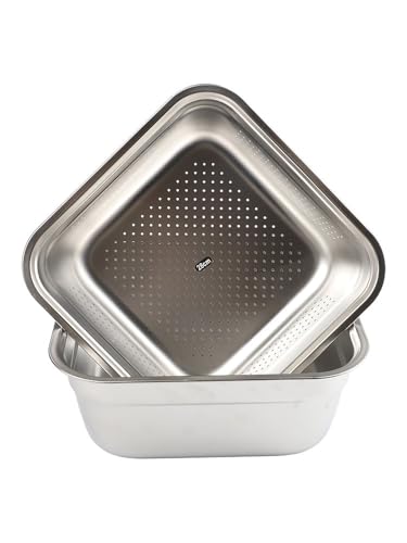 Kalokairi Stainless Steel Drain Basin Flat Bottom with Squar