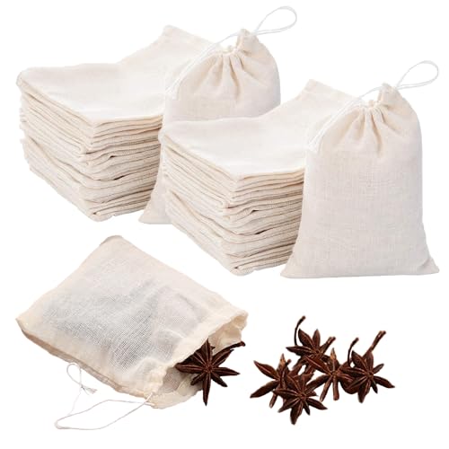 TRKETK 50 Pcs Cotton Muslin Drawstring Bags