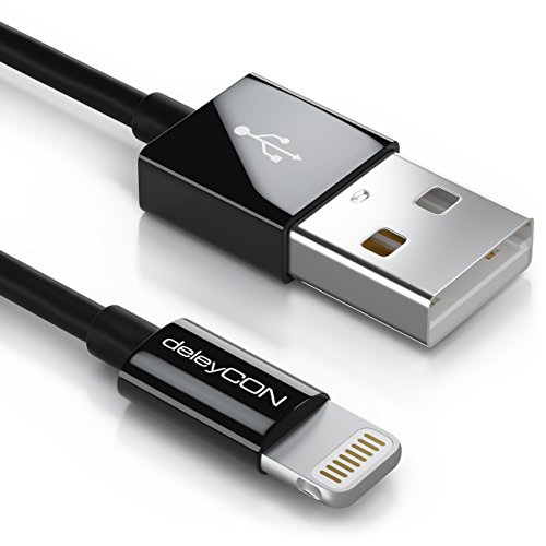deleyCON 0,5m Lightning de 8 Pines USB Cable de Carga & de Datos MFI Certificado y Compatible con iPhone 11 Pro MAX XR XS MAX XS X 8 Plus 8 - Negro